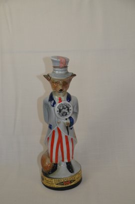 58) Vintage Jim Beam Whiskey Decanter Trophy Uncle Sam Fox Patriotic 13'H Empty