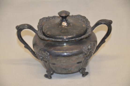 (#22) Vintage Barbours Silver #2435 Plate Quadruple Sugar Bowl With Lid