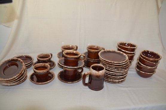 70) Lot Of Hull USA Pottery Plates, Bowls, Cups & Saucers ( See Description)