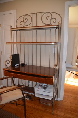 248) Metal And Wood Top Bakers Rack/ Desk And Chair