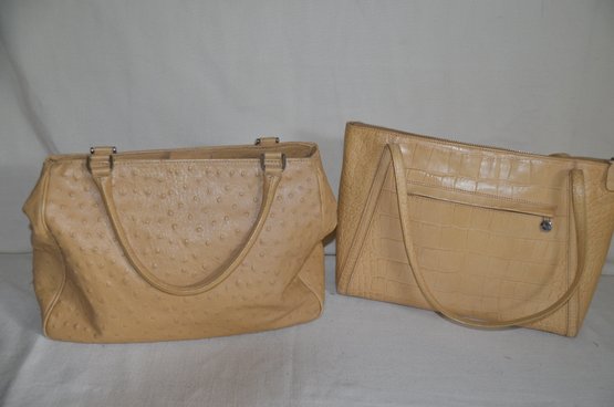 252) Monsac And Talbot Beige Leather Handbags