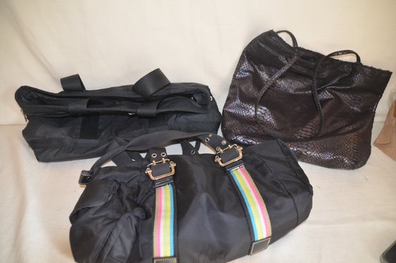256) Black Handbags 3 Of Them ( Franco Sarto And LeSport Sac, Tote Bag )