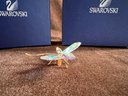 (#204) Swarovski Crystal 925 Gold Sterling SMALL DRAGONFLY Aurora Borealis With Box