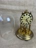 (#100) German Bulova Brass Dome Mantel Battery Operated Clock Adjustable Feet, Lock Pendulum - Not Tested