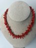 (#446) Orange Coral Bone Shell Coral Necklace 14K Clasp