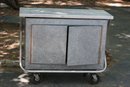 (201) Vintage Rolling Aluminum Carton Wheels W/2 Door Removable Storage Cabinet
