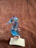 (#195) Swarovski Chipili Aquamarine Blue SEAHORSE On Stand 3.25'H With Box