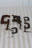 (218)  4 Antique Table Clamps 1 Newer Clamp Various Sizes