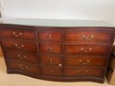 Vintage Mahogany 12 Drawer Dresser By Robert W. Caldwell On Wheels Glass Protective Top Secret Compartment