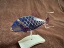 (#196A) Swarovski Crystal FISH COPORITA AQUAMARINE Figurine On Stand 2.75'H With Box