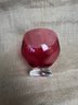 (#24) Handblown Cranberry Glass Footed Bowl 5'