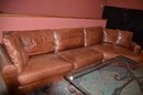 Leather Sectional Lounge Zippered Cushions Gyform - See Condition Notes - See Details For Measurements