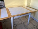 Kitchen Table White Tile Square Table - 2 Built In Extension Side Table