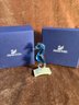 (#195) Swarovski Chipili Aquamarine Blue SEAHORSE On Stand 3.25'H With Box