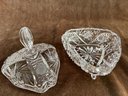 (#156) Cut Crystal Covered Triangle Candy Dish 6.5