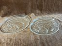 (#38) Glass Sandwich Serving Plate (missing Cups) Lot Of 2