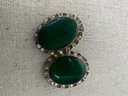(#519) Mexico 925 Sterling Silver Turquoise Green Clip Earrings
