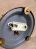 (#100) German Bulova Brass Dome Mantel Battery Operated Clock Adjustable Feet, Lock Pendulum - Not Tested