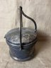 (#163) Vintage MCM Silver Plated Swing Top Ice Bucket Glass Insulated Insert