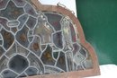 (321) Antique Leaded Stain Glass Hanging   (Needs  TLC Dirty All Glass In Tack ,  Separating From Frame)