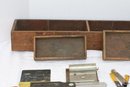 (256) Vintage Tool Storage Boxes : With Tools As Per Photo's Lg Box: 30'x 5.5'x3' Med: 12'x4' Sm: 7.5' X 3.5'