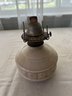 (#72) Vintage Kaadan Ltd Beige Glass Oil Lamp With Glass Shade Flute Oil Inside