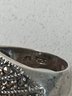 (#441) Sterling Silver Marcasite Ring With Center Garnet Stone Stamped 925