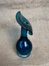 (#15) Hand Blown Turquoise Art Glass Calla Lily / Jack In The Pulpit Bud Vase 6.5'Height