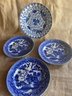 (#112) Vintage 3 Blue And White Porcelain Plates Occupied Japan 7' ~ Japan 1 Plate At 8' (1 Plate Chip)