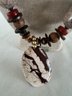 (#111) Stone / Wood Beaded Necklace Adjustable 15'