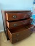 Vintage Mahogany 3 Drawer Leather Top Dresser Chest - Double Bottom Drawer