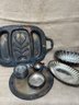 (#57) Silver Plate Serving Trays With Creamer And Glass Coaster With Silver Plate Trim