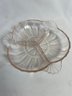 (#80) Vintage Pale Pink 3 Section Divider Glass Dish 7'