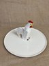 (#70) Porcelain Czechoslovakia Vintage Plate With Center Rooster Figurine