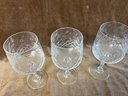(#54) Vintage Quality Crystal Etched Stem WATER Glasses Set Of 63