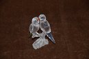 (#182) Swarovski Pair Of Budgies Love Birds Animal Figurine On Frosted Branch 3.5'H
