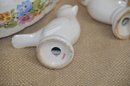 (#103) Vintage W.S. George Gravy Bowl ~ Pair Of Bird Salt And Pepper Shakers (tail Chipped)
