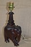 (#12) Vintage Wooden Elephant Ivory Accent Detail On Feet Lamp 14' Height No Shade
