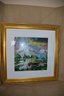 (#4) Gold Framed Claude Camber Barque Sous Les Ombrages 2001 Floral Certificate Of Authenticity