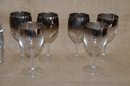 (#25) Silver Edge Wine Glasses (4) In Chrome Caddy