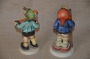 (#7) Lot Of 2 Hummel Goebel Figurine LITTLE HIKER BOY W/WALKING STICK #16/77 ~ ACCORDIAON BOY #185