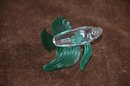 (#191) Swarovski Crystal SIAMESE BETA FIGHTING GREEN FISH 2'H