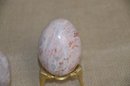 (#32) Rust / Tan / White Marble Eggs With Stand 3' With Stand 4.5'