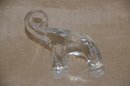 (#37) Glass Elephant Bookend Trunk Up - Chip On Foot