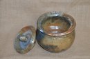 (#37) Handmade Pottery Covered Bowl 5'H