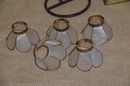 (#44) Lot Of Trinkets: Shell Candle Shell Shades 8' ~ White Rose Tea Tin Box ~ Metal Figurine Votive Holder