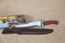 177) Pine Woods Hunter Stainless Steel Blade Brass Guard 13' Knife With Sheath