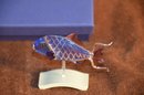 (#196A) Swarovski Crystal FISH COPORITA AQUAMARINE Figurine On Stand 2.75'H With Box