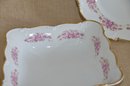 (#53) Vintage Grace China Bavaria Western German Gold Rim DRESDEN ROSE 10' Round Plate And 9x9 Square Bowl