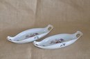 (#55) Pair Of Vintage Porcelain Handled Oval Candy Dish 11'